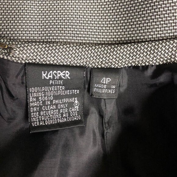 Kasper Skirt Womens Size 4 Petite Black White Back Zipper Lined Pencil Office - Picture 4 of 6